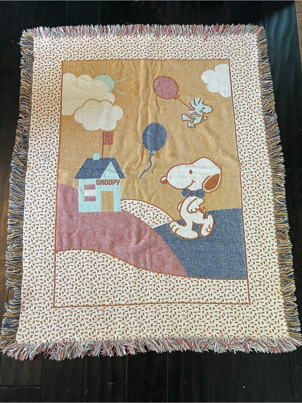 Vintage Peanuts Collection by Quiltex Snoopy Tapestry Blanket- 33”x 43”